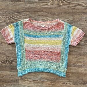 Anthropologie Pilcro Multi-Color Beach Sweater Women's Size Large Rainbow EUC